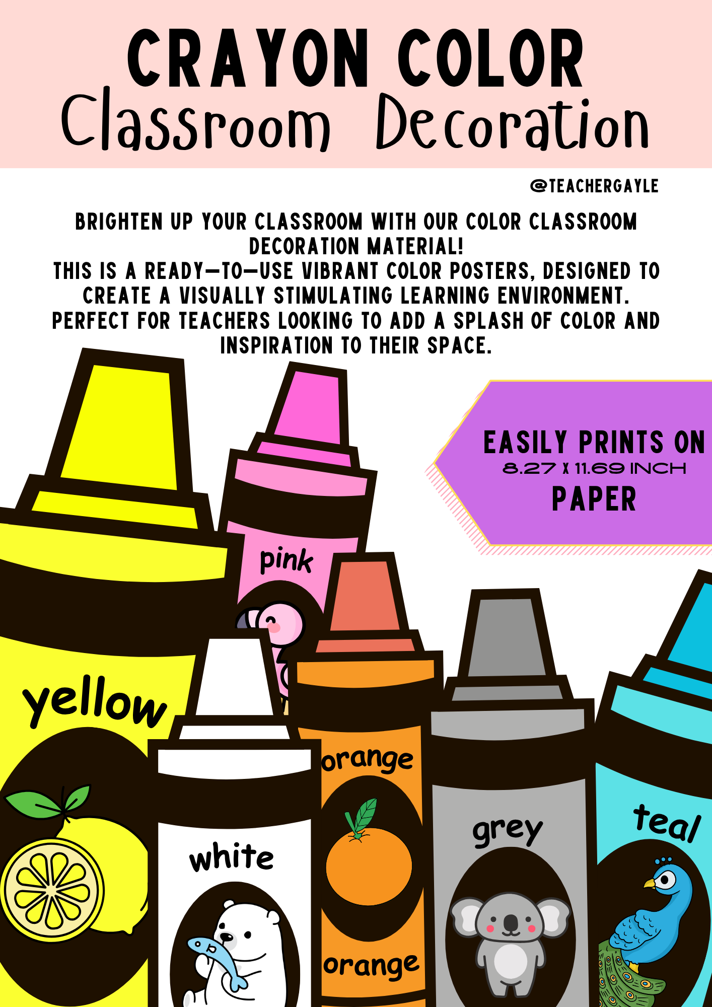 Crayon Color Crayon Posters – Classroom Decoration - Image 2
