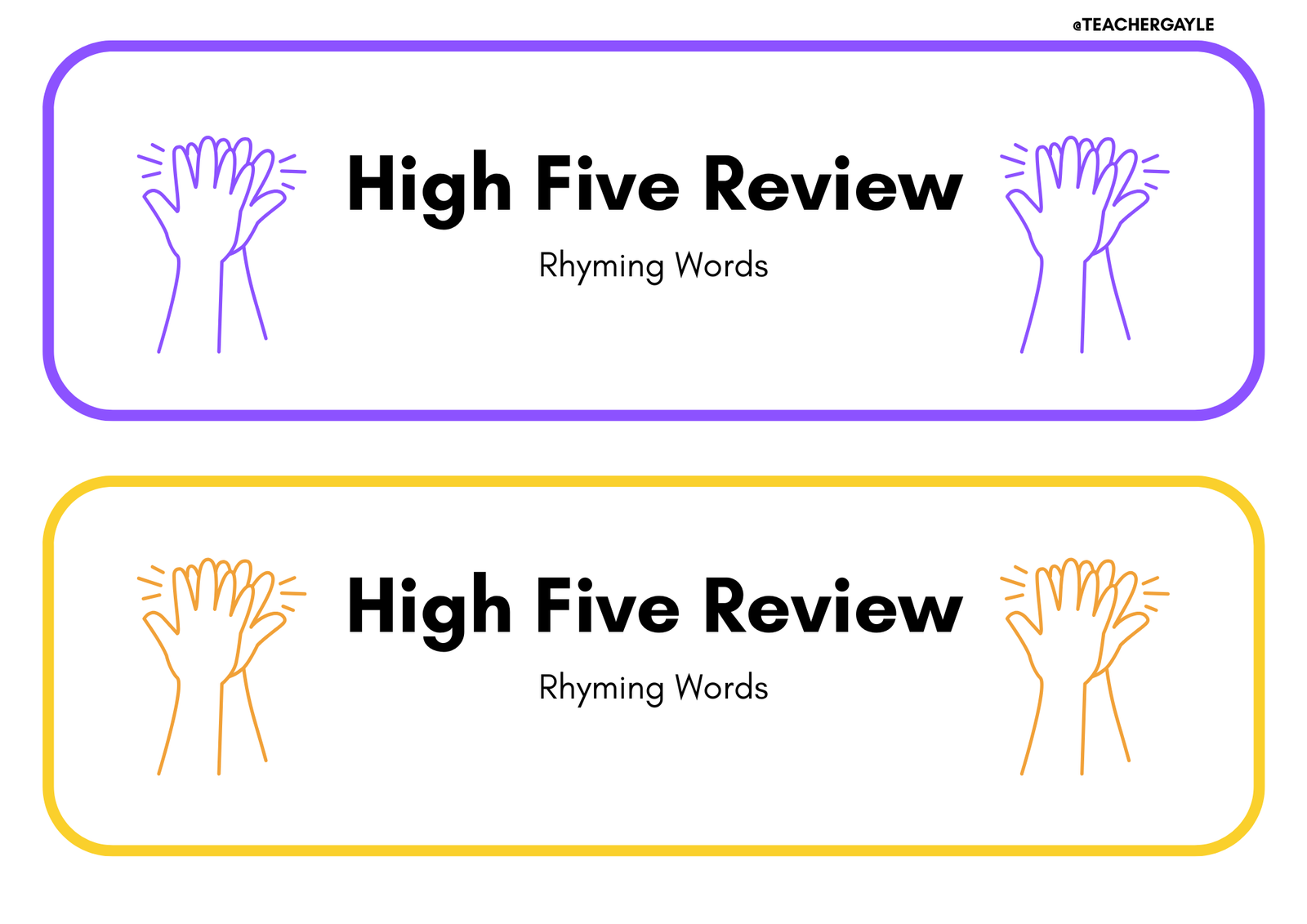 (Rhyming Words) - High Five Review Decoration - Image 2