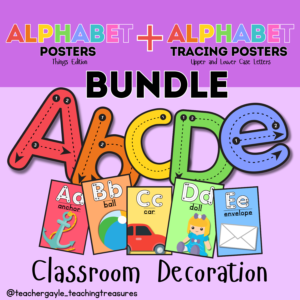 Alphabet Poster & Tracing Guide Bundle (Things Edition) - Classroom Decoration